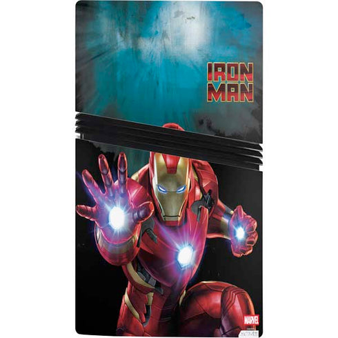 Marvel Iron Man Repulsor Blast PS5 Pro Console Skin